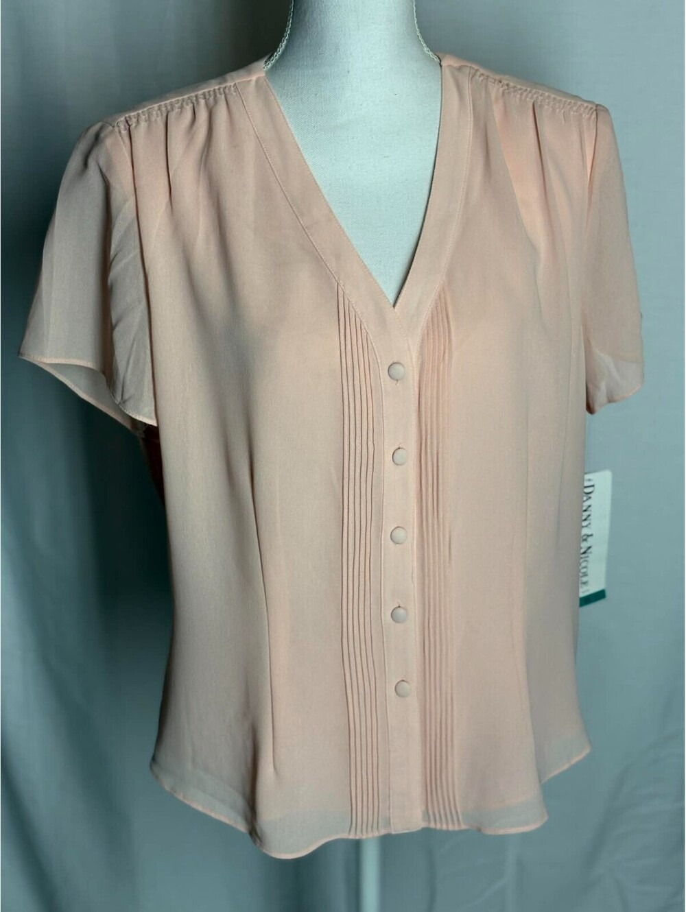 Vintage Danny & Nicole Light Pink Short Sleeve Shirt Top Buttons Size 16 NWT